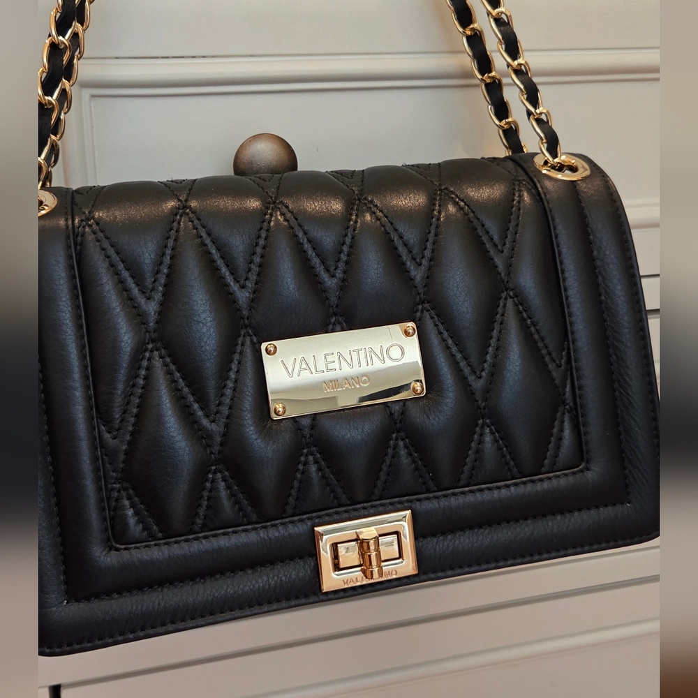 Valentino Black Quilted Leather Shoulder Bag